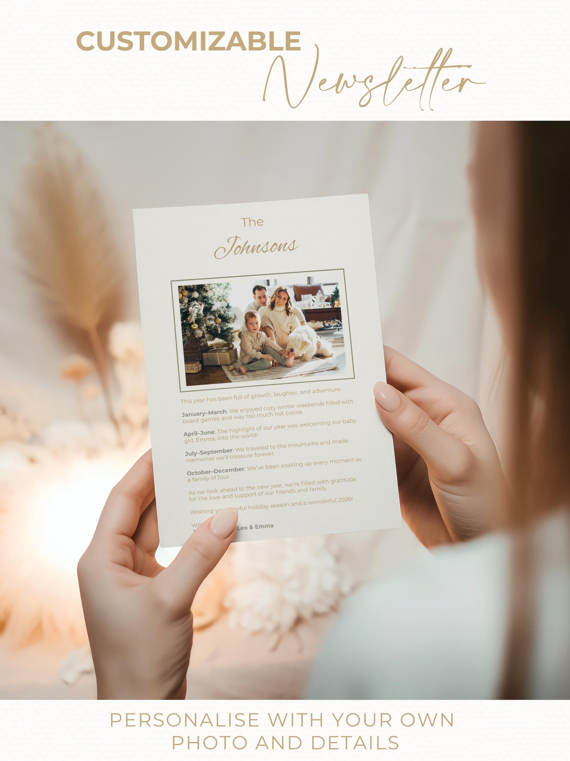 Editable Christian Christmas Card with Newsletter - O Holy Night Nativity Canva Template, Printable or Digital Holiday Greeting