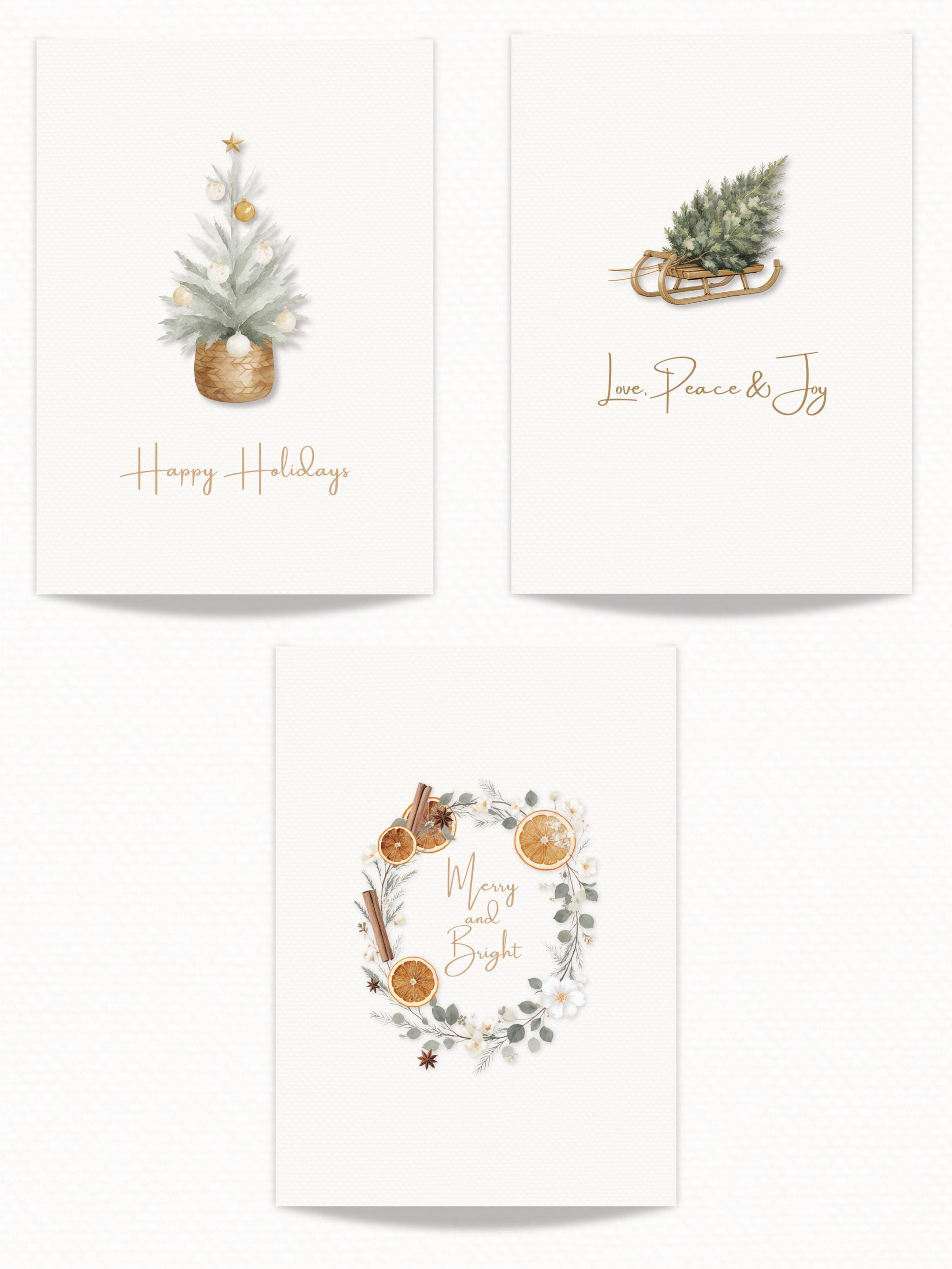 Christmas Card Bundle with Newsletter - 6 Editable Canva Templates, Printable or Digital Holiday Cards with Family Photo Update