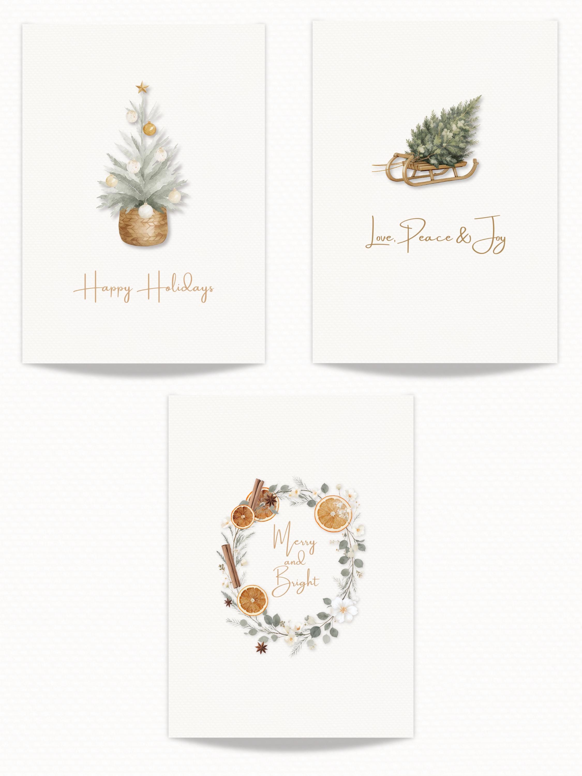 Christmas Card Bundle with Newsletter - 6 Editable Canva Templates, Printable or Digital Holiday Cards with Family Photo Update