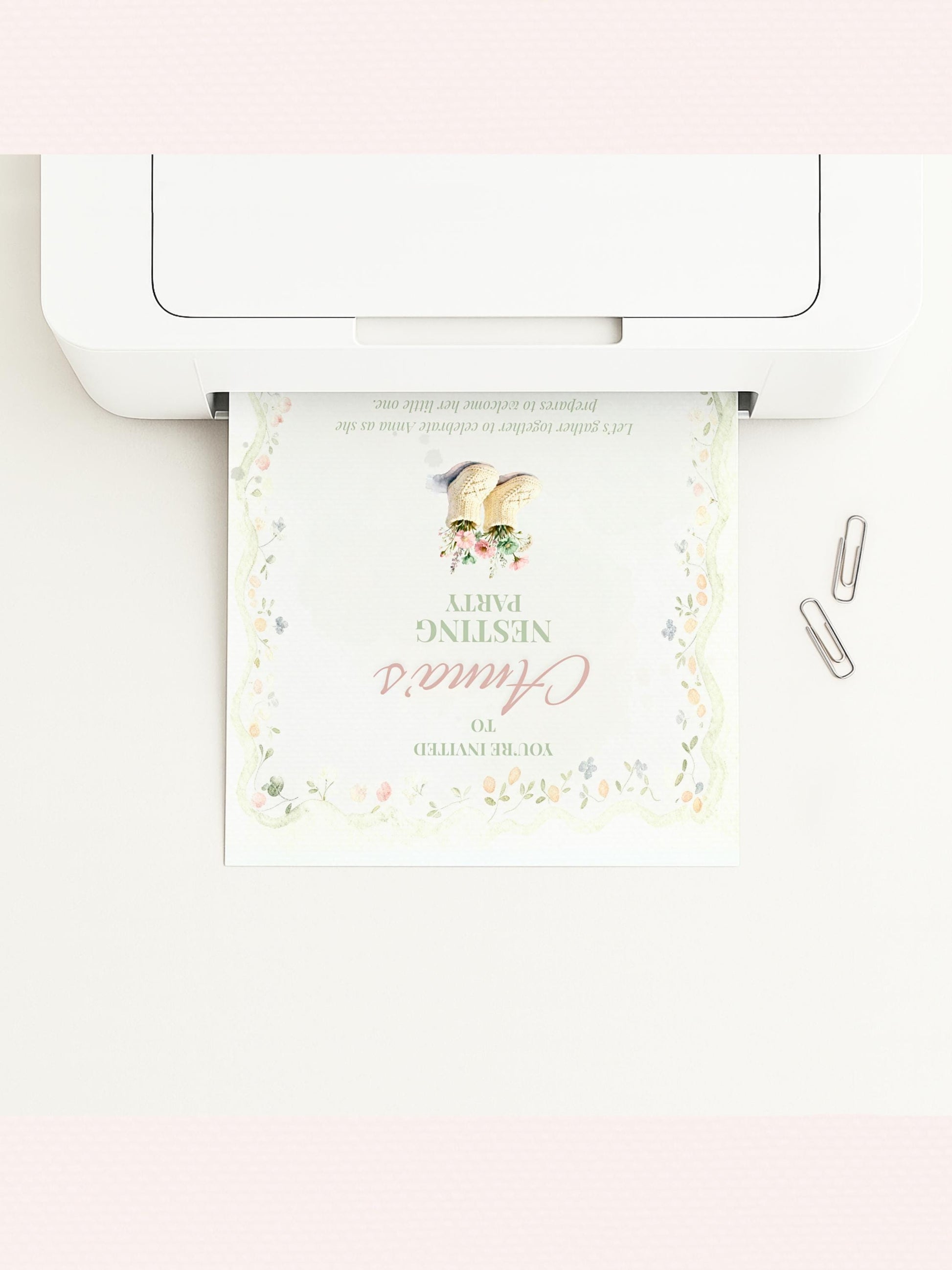 Nesting Party Invitation-Baby Shower Invite (Instant Download Editable Canva Template) Custom Printable Digital Newborn Arrival Evite