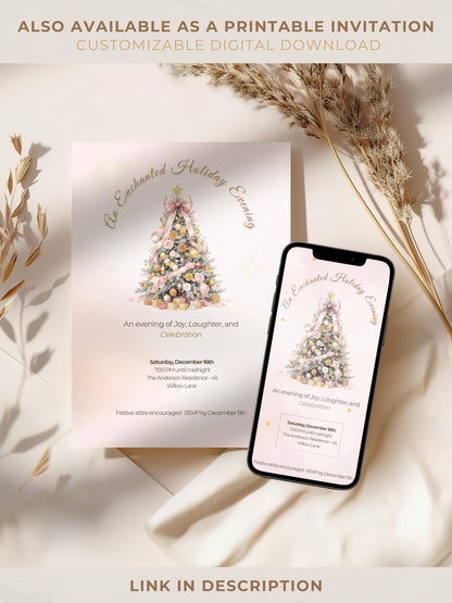 Animated Holiday Evite, Enchanted Digital Christmas Party Invitation Video, Canva Template, Elegant Holiday Invite with Envelope Animation