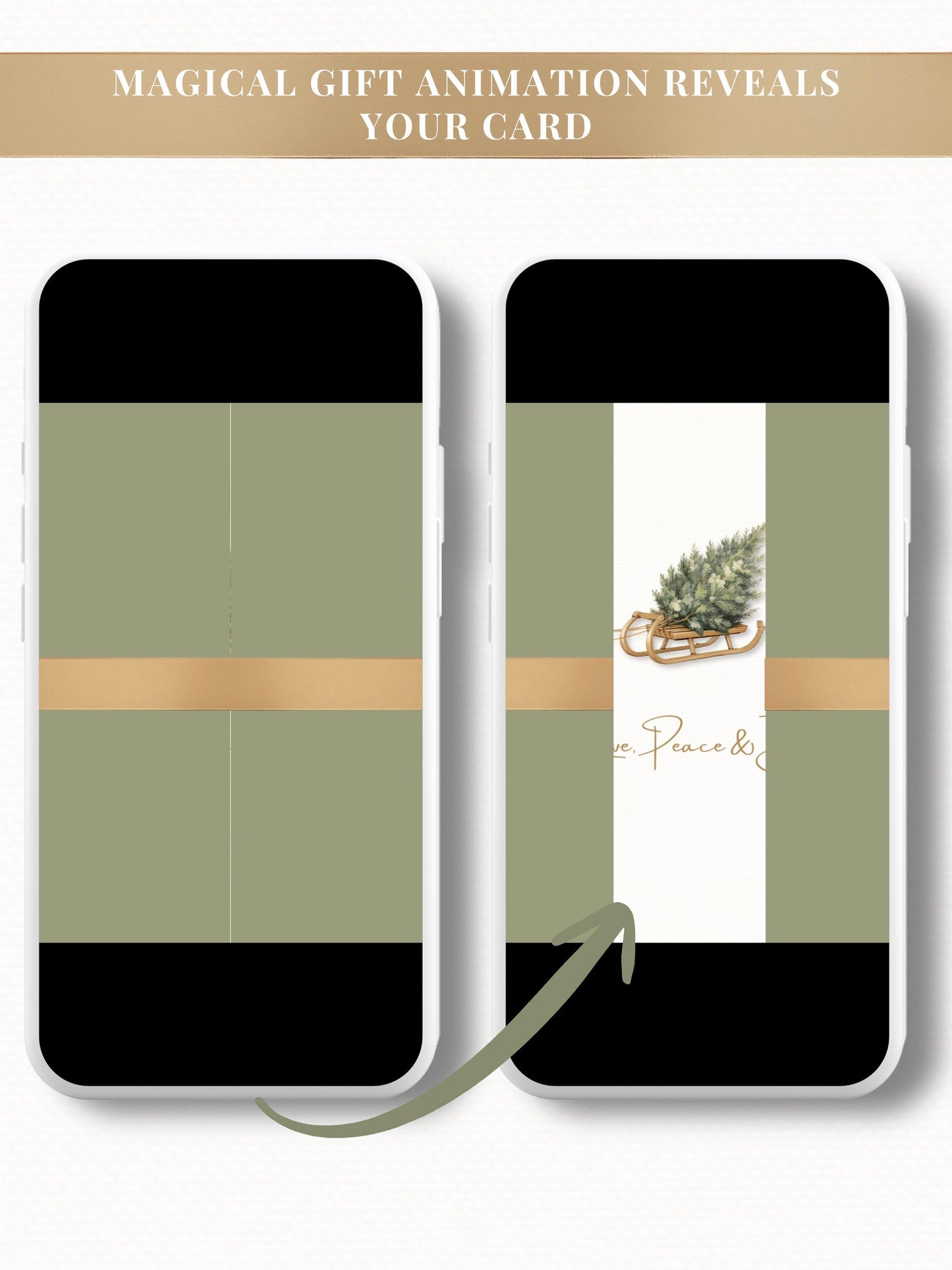 Animated Christmas Card - Digital Family Newsletter with Music (Instant Download Customizable Canva Template) Sled and Tree Holiday Evite