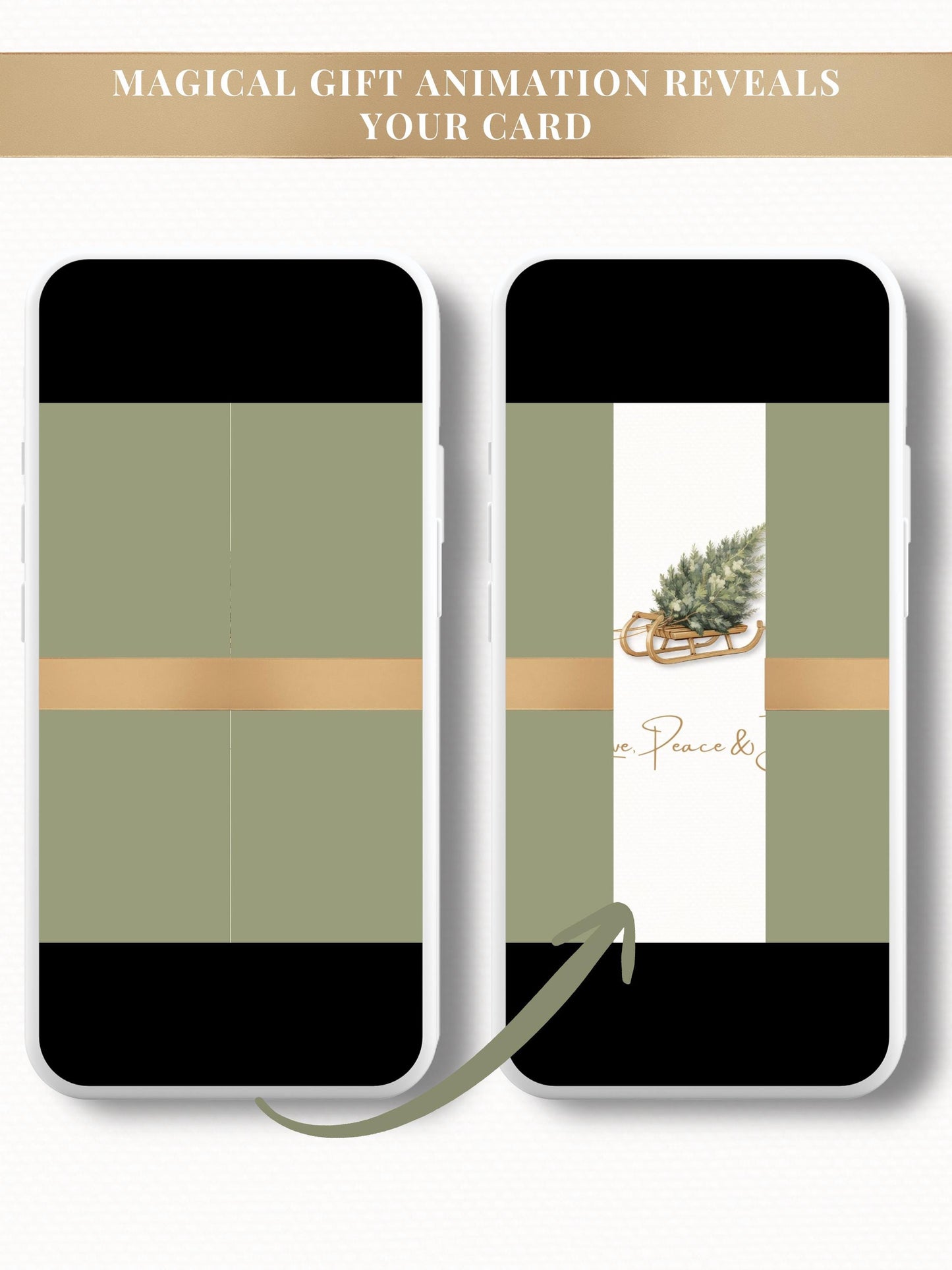 Animated Christmas Card - Digital Family Newsletter with Music (Instant Download Customizable Canva Template) Sled and Tree Holiday Evite