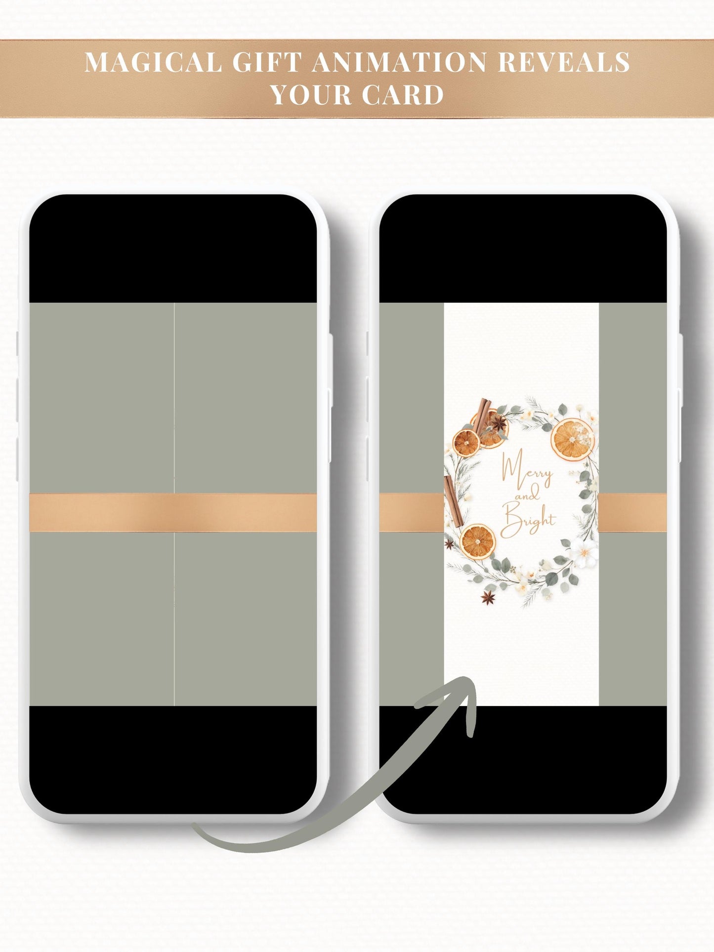 Animated Christmas Card - Digital Family Newsletter with Music (Instant Download Customizable Canva Template) Orange Wreath Holiday Evite