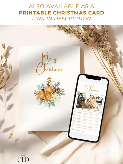 Merry Christmas Animated Digital Card with Family Newsletter (Customizable Canva Template) Musical Holiday Evite for WhatsApp & Messaging