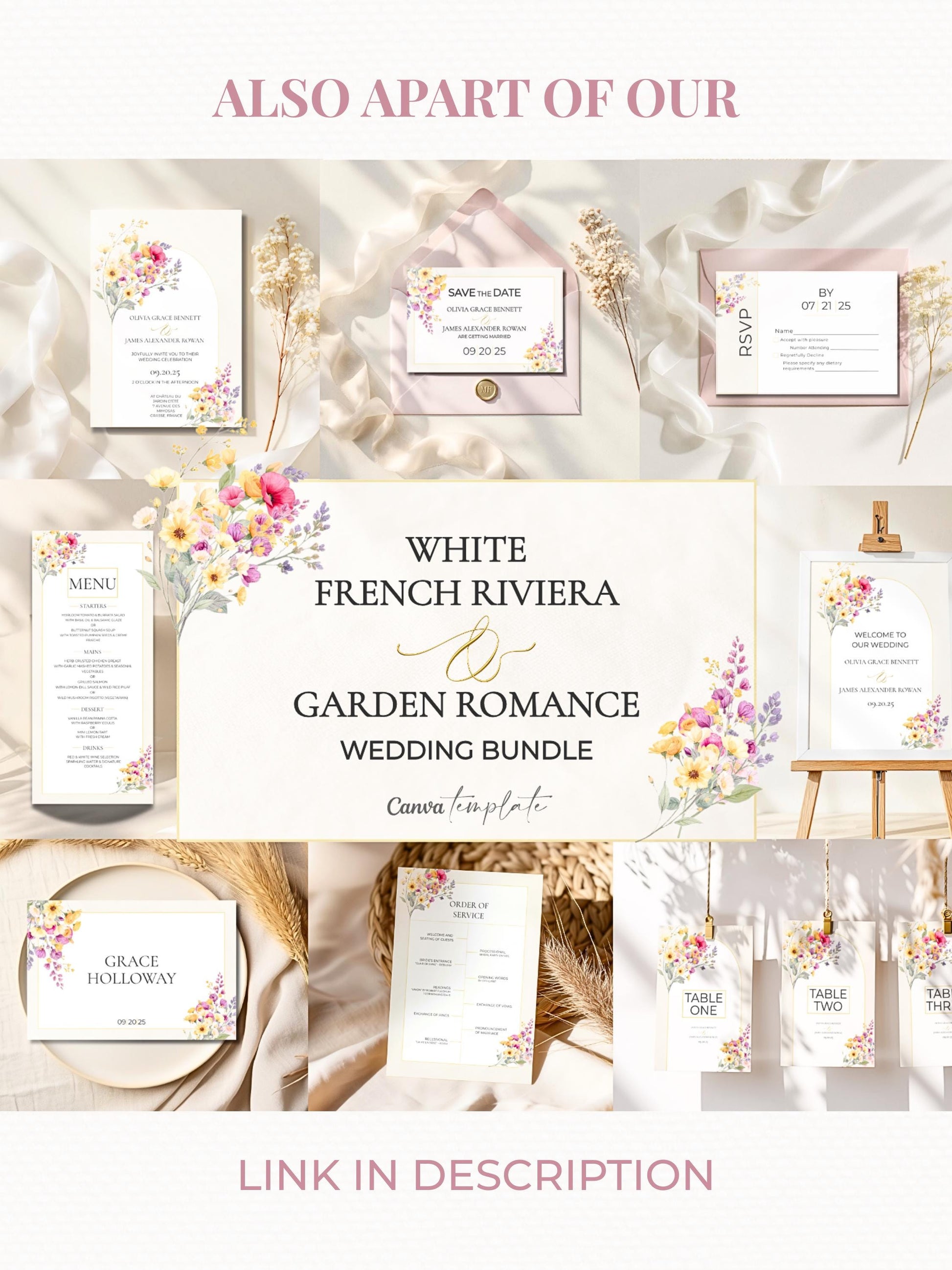 Digital Wedding Invitation Template Design Floral Watercolor Garden Wedding Ceremony Template Editable Canva Custom Invitation Romantic