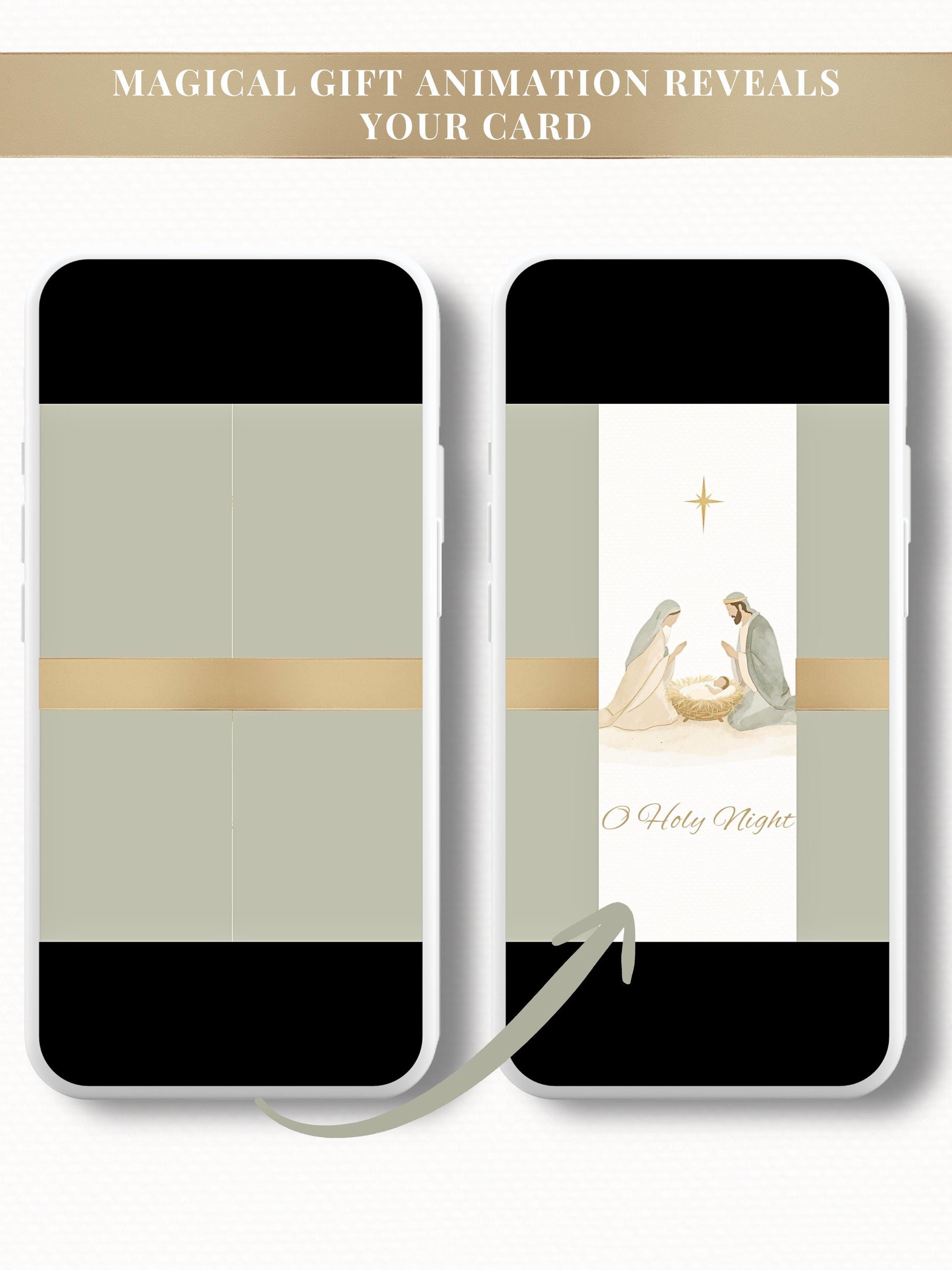 Nativity Scene Animated Christmas Card with Newsletter + Photo (Instant Download Canva Template) - Plays Music O Holy Night Holiday Greeting
