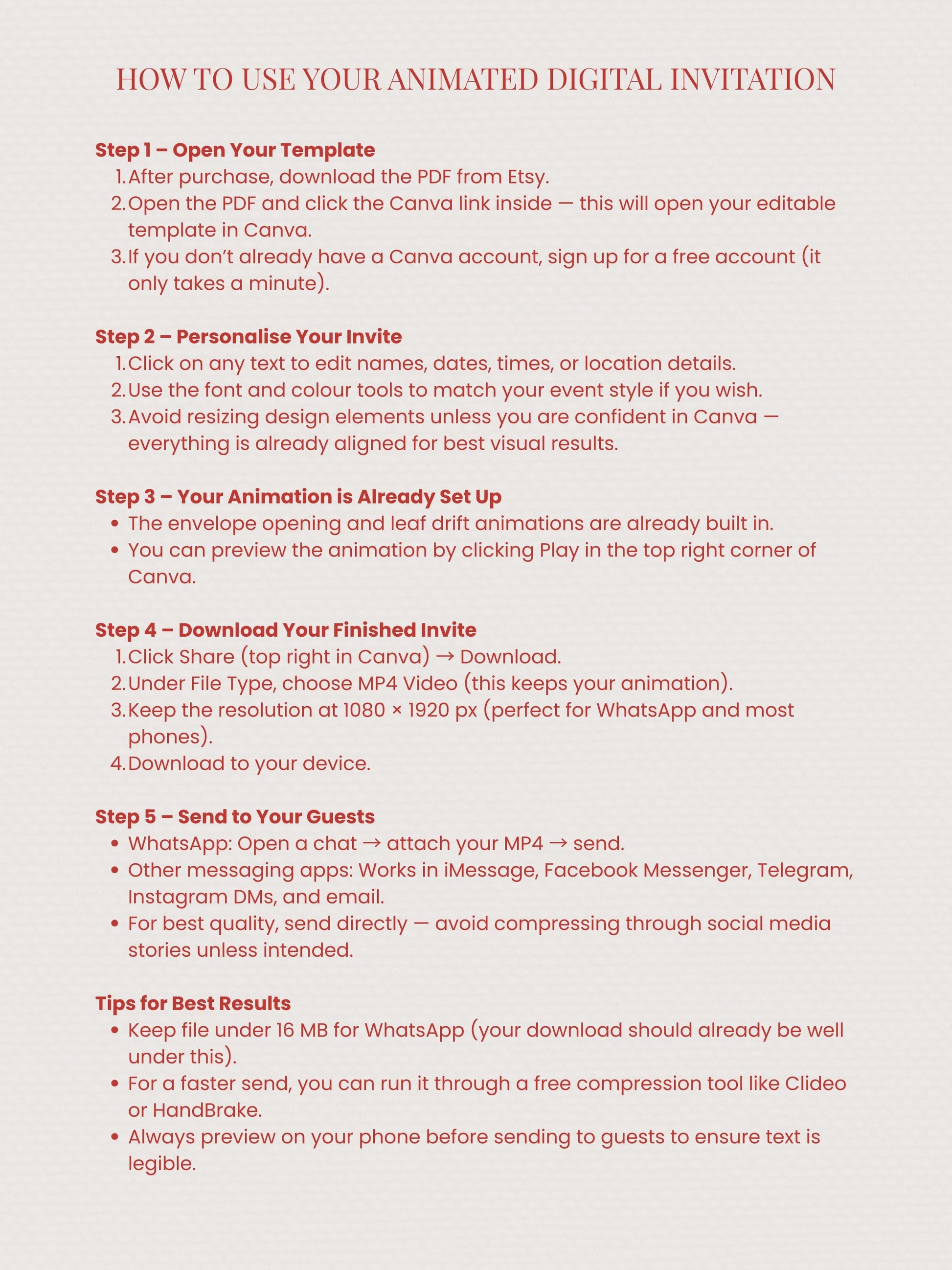 Animated Christmas Evite - Fun Reindeer Holiday Party Digital Invitation with Envelope Opening Festive Music Instant Download Canva Template