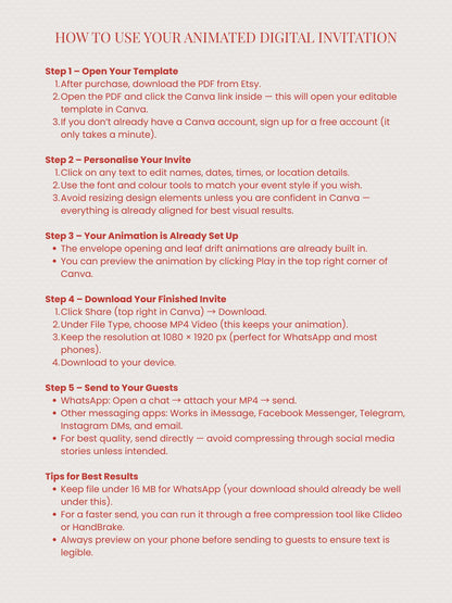 Animated Christmas Evite - Fun Reindeer Holiday Party Digital Invitation with Envelope Opening Festive Music Instant Download Canva Template