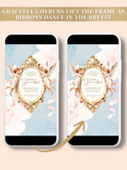 Animated Rococo Cherub Baby Shower Invitation-Regencycore Digital Evite (Instant Download Editable Canva Template) Nesting Party Invite