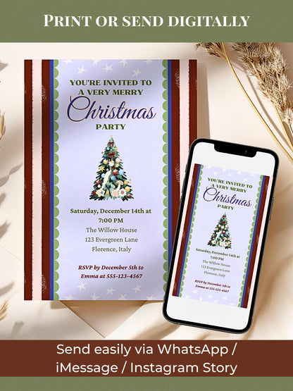 Maximalist Christmas Party Invitation - Bold Retro Holiday Invite (Instant Download Editable Canva Template) Printable & Digital Evite