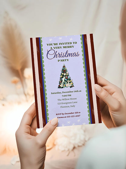 Maximalist Christmas Party Invitation - Bold Retro Holiday Invite (Instant Download Editable Canva Template) Printable & Digital Evite