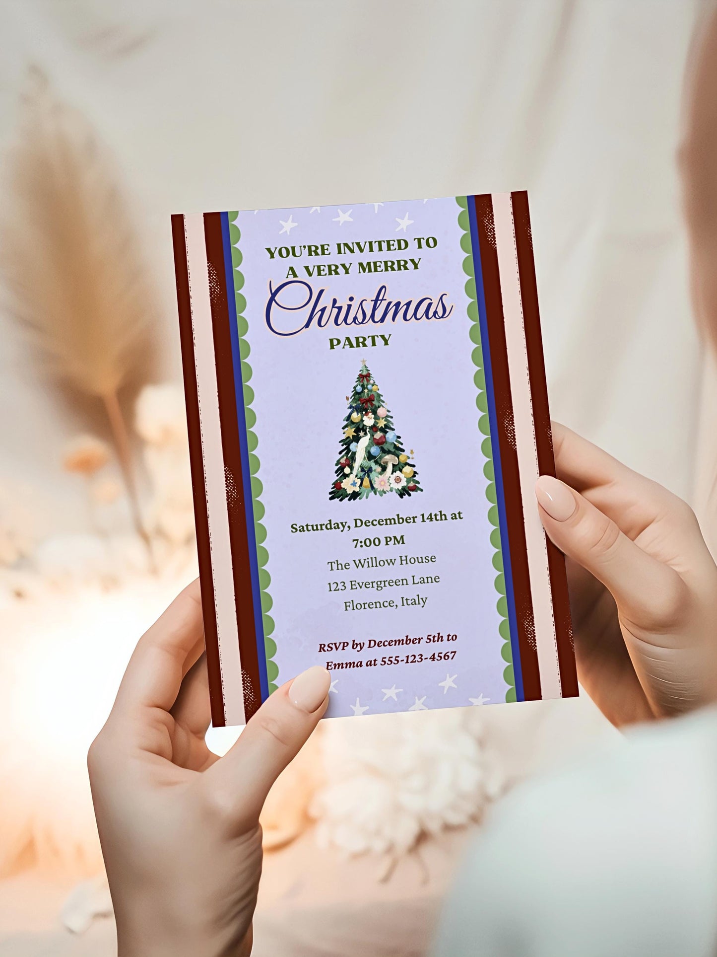 Maximalist Christmas Party Invitation - Bold Retro Holiday Invite (Instant Download Editable Canva Template) Printable & Digital Evite