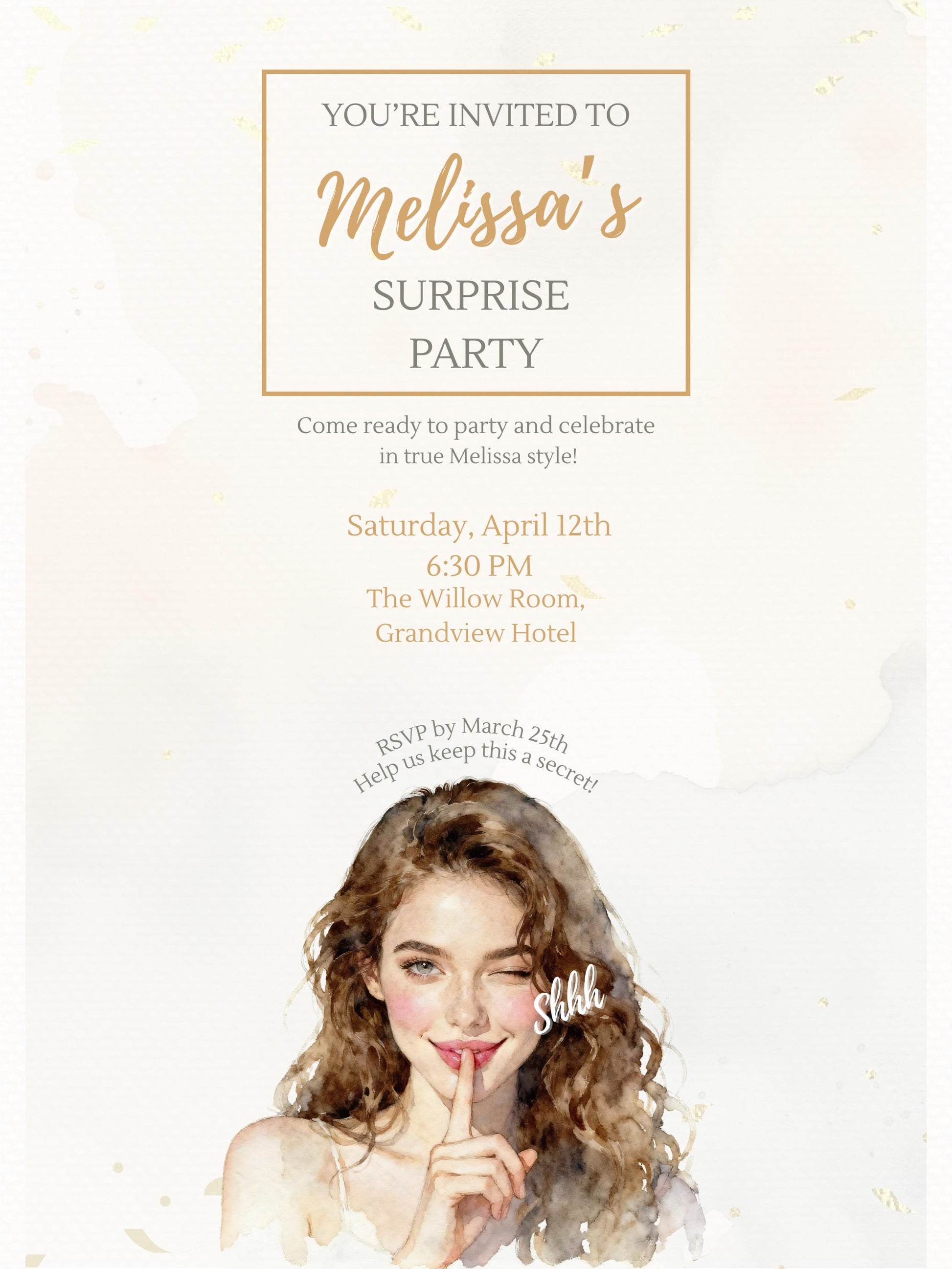 Surprise Party Invitation Template, Editable Canva Birthday Invite, Instant Digital Download, Printable Secret Party Customizable Invite