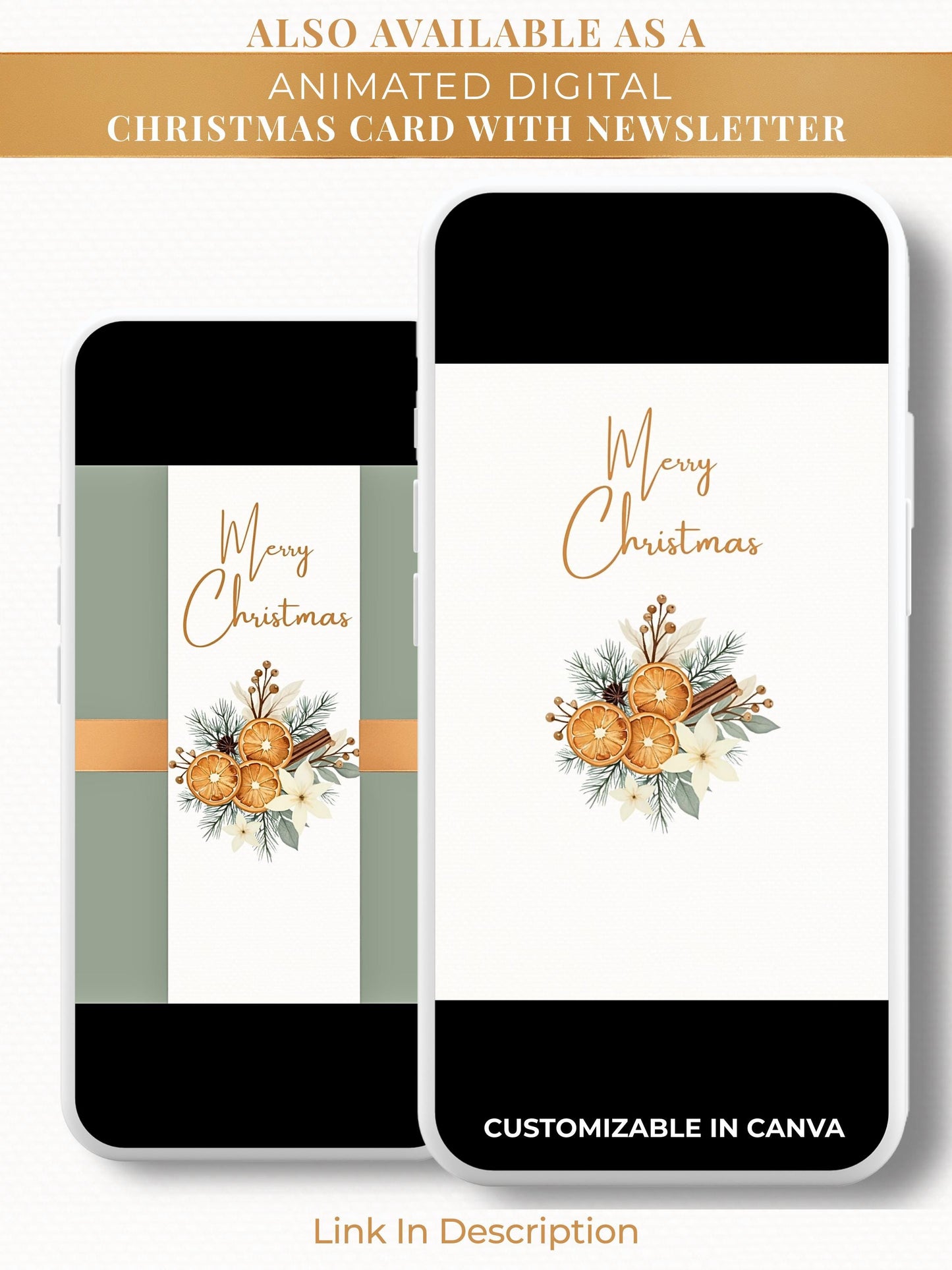 Editable Christmas Card with Newsletter - Cozy Rustic Holiday Card Template, Canva Printable, Family Photo Update, Digital Greeting