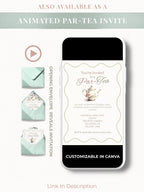 Editable Tea Party Invitation - Afternoon Tea, Birthday, Garden, Bridal Events Evite (Instant Download Printable Digital Canva Template)