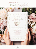 Editable Tea Party Invitation - Afternoon Tea, Birthday, Garden, Bridal Events Evite (Instant Download Printable Digital Canva Template)