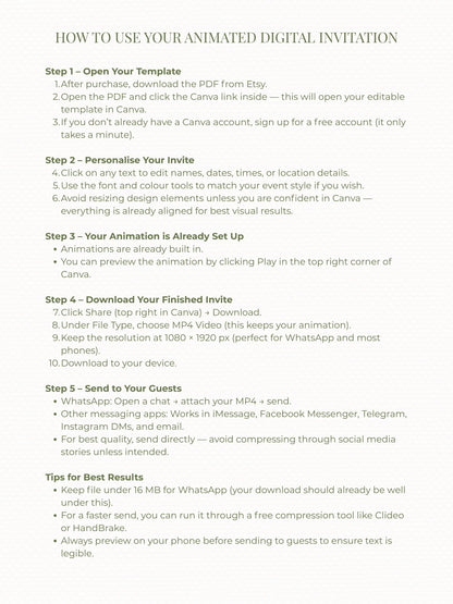 Animated Tea Party Invitation, Digital Evite (Instant Download Customizable Canva Template) Send via WhatsApp or iMessage: Birthday, Garden