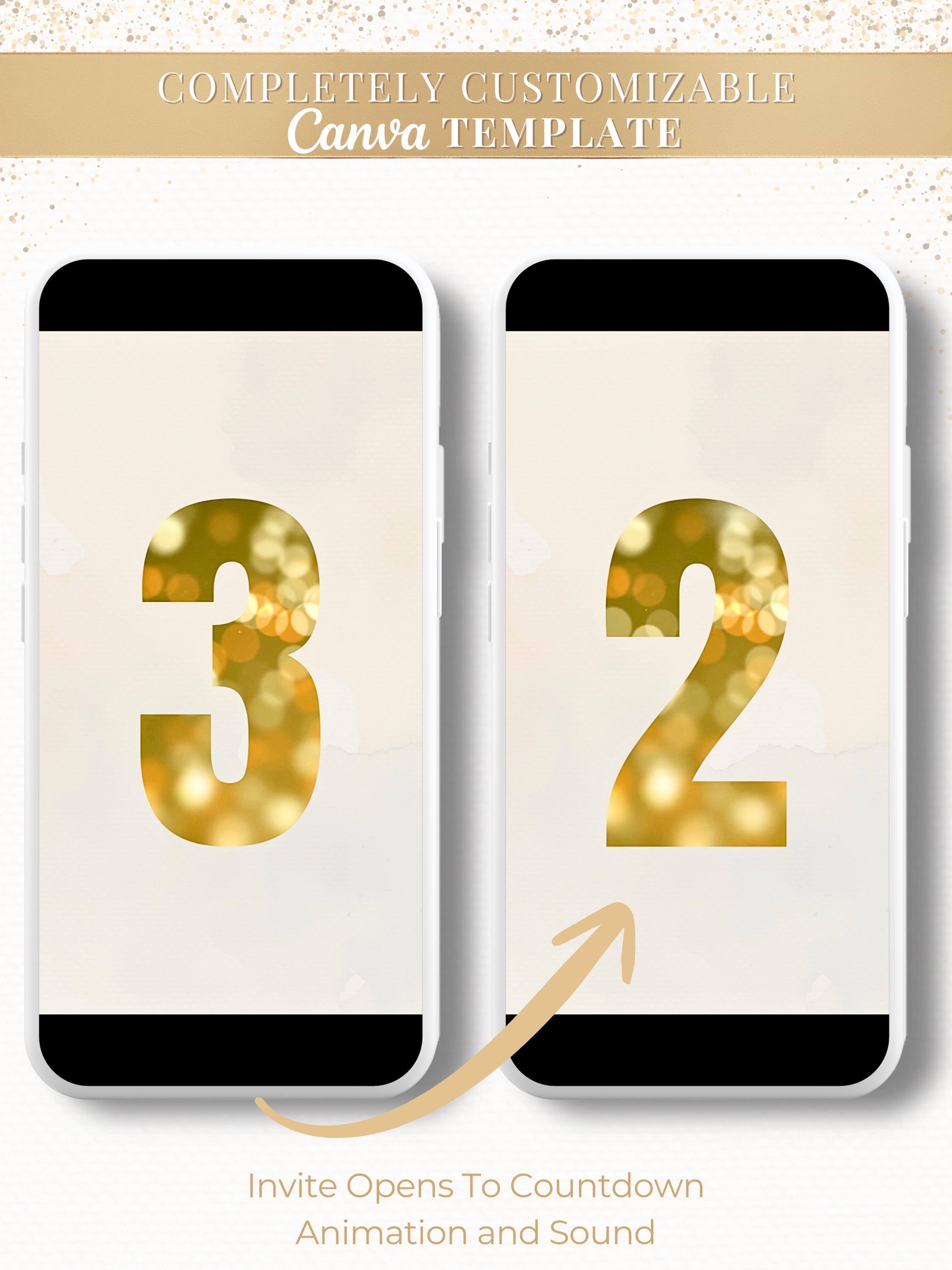 Animated New Year’s Eve Party Invitation (Instant Download Customizable Canva Template) Digital Ring In The Bells Hogmanay Countdown Evite