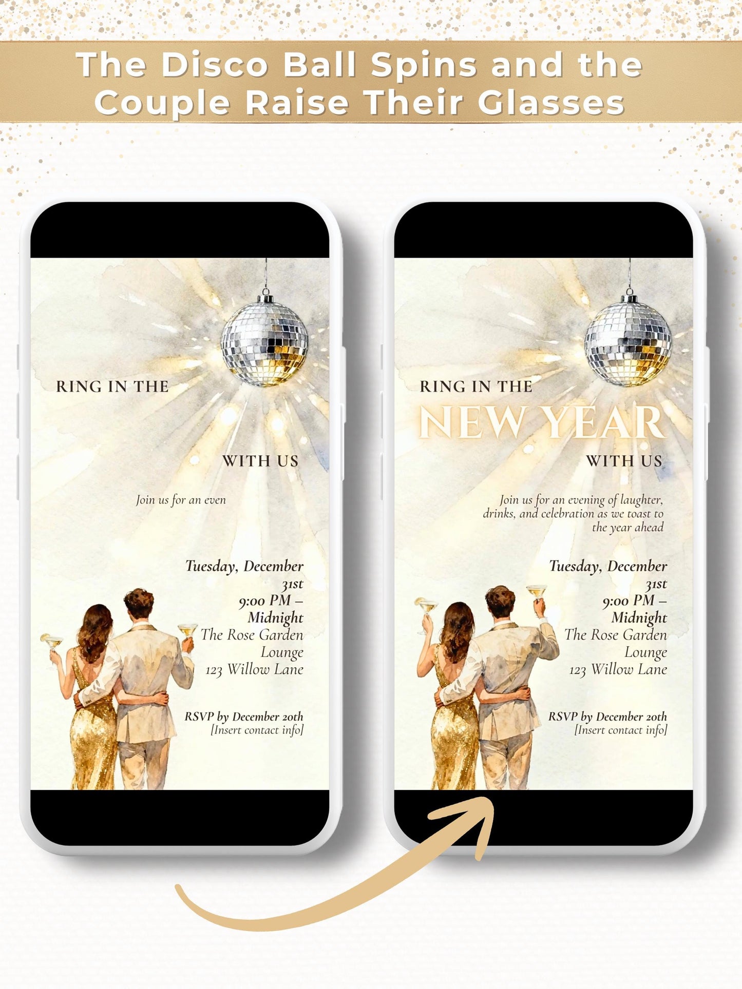 Animated New Year’s Eve Party Invitation (Instant Download Customizable Canva Template) Digital Ring In The Bells Hogmanay Countdown Evite