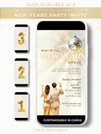 New Year’s Eve Invitation, Printable NYE Party Invite (Instant Download Editable Canva Template) Customizable Ring in the Bells Hogmanay