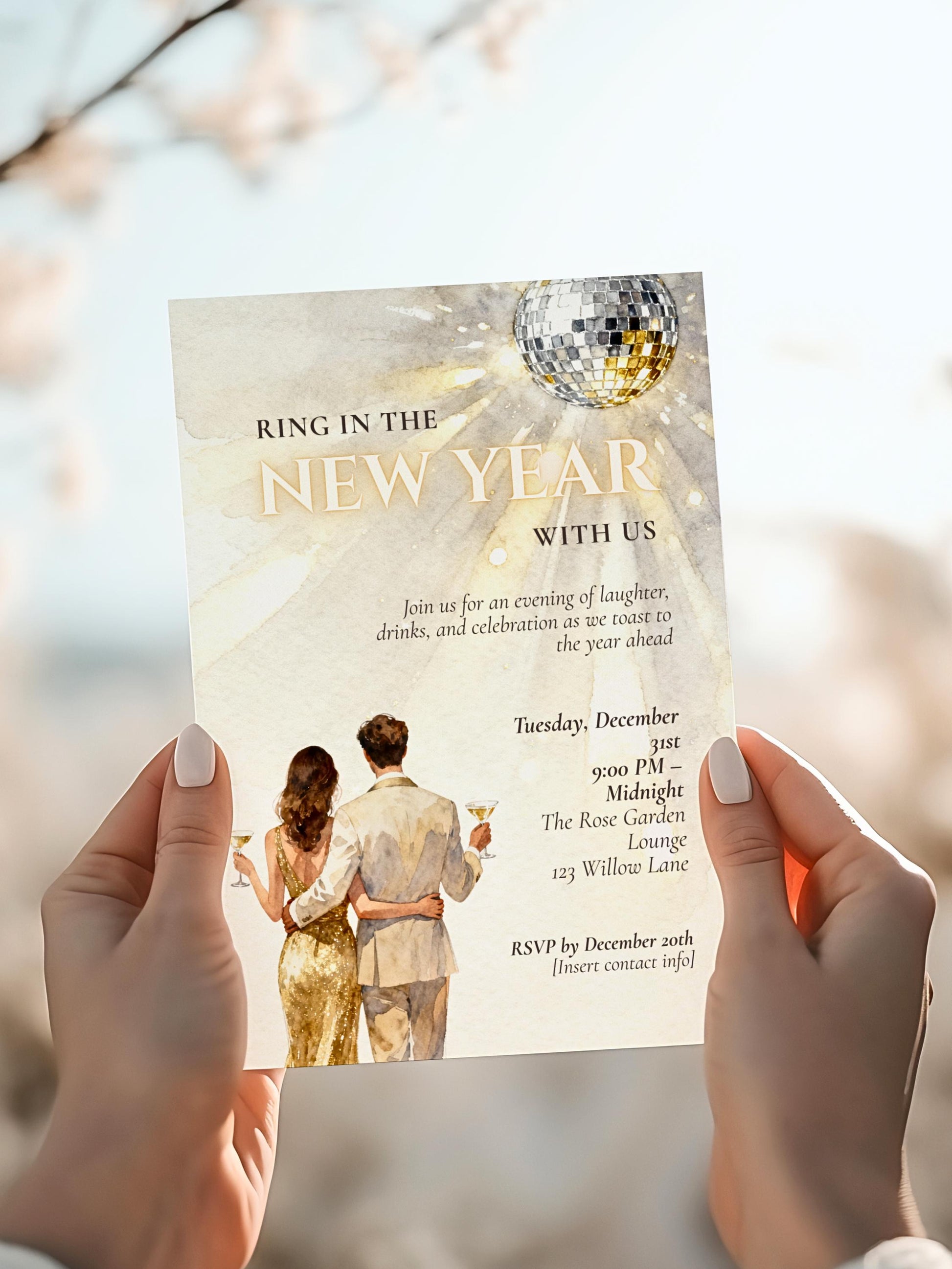 New Year’s Eve Invitation, Printable NYE Party Invite (Instant Download Editable Canva Template) Customizable Ring in the Bells Hogmanay