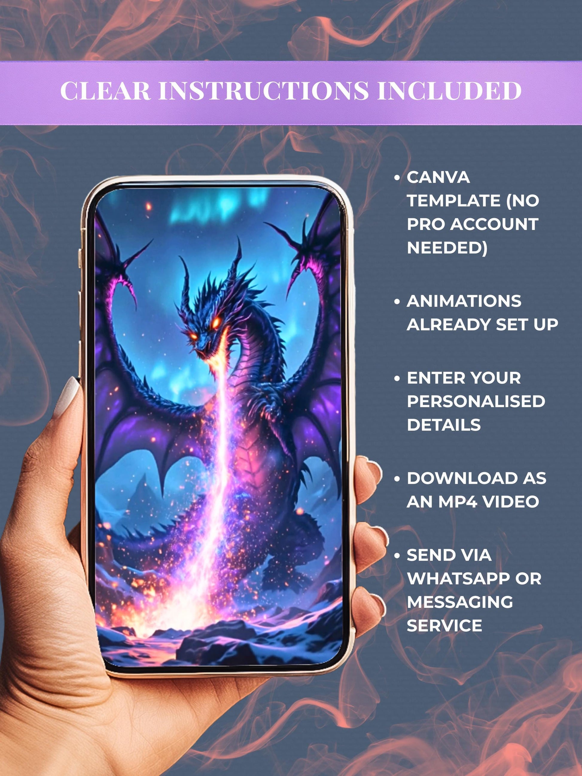 Animated Dragon D&D Campaign Invite-Fantasy Adventure Video Invitation (Instant Download Canva Template) Custom Role-playing Table Top Games