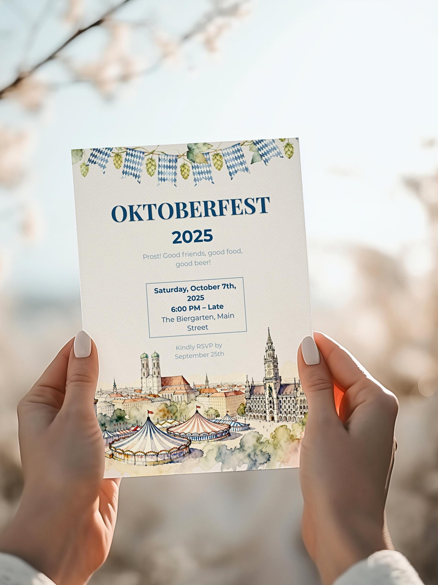 Oktoberfest Invite, Beer Festival Party Invitation, Editable Template, Printable German Beer Celebration Evite, Canva Digital Download