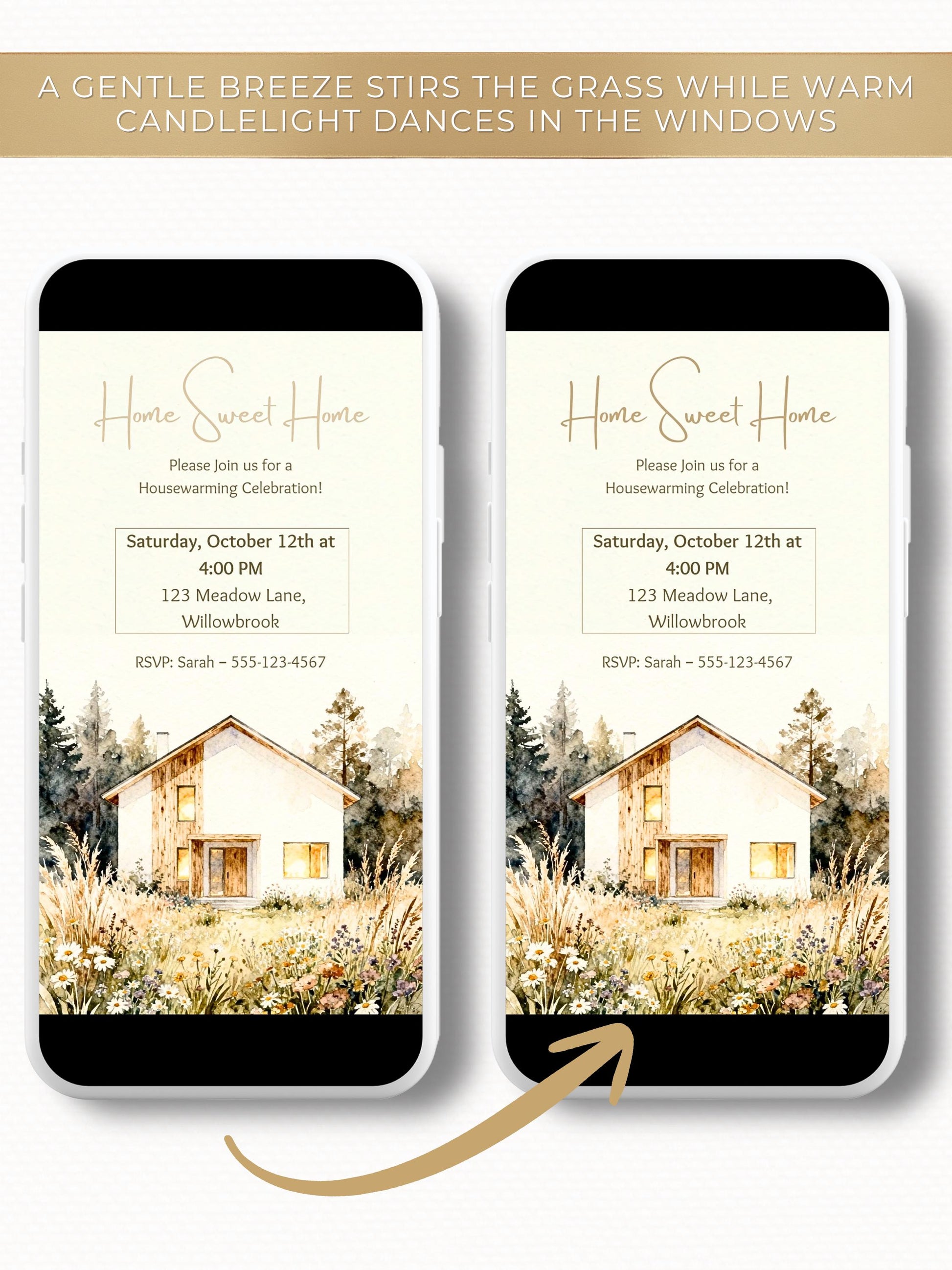 Animated Housewarming Invitation, Digital Evite (Instant Download Editable Canva Template) Warm Cozy Home Sweet New Home Party Video Invite