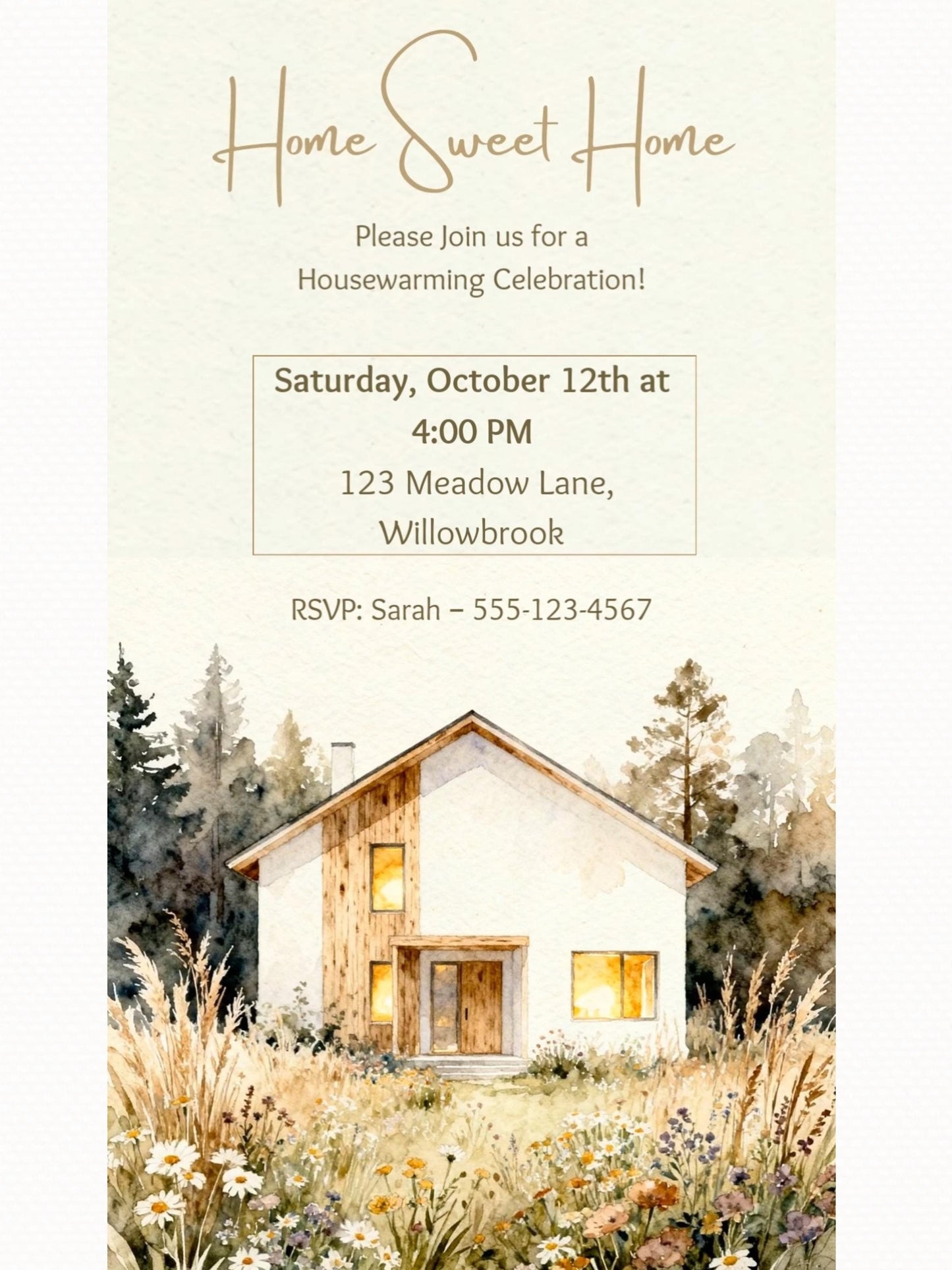 Animated Housewarming Invitation, Digital Evite (Instant Download Editable Canva Template) Warm Cozy Home Sweet New Home Party Video Invite