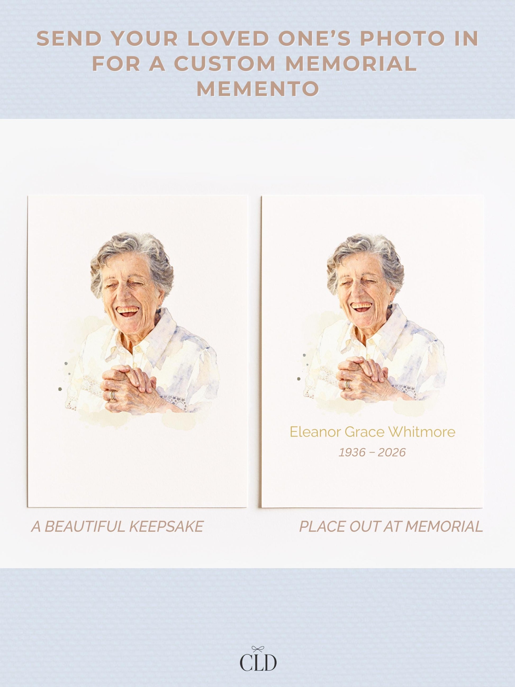 Custom Watercolor Memorial Template-Editable Canva Funeral Invitation-Celebration of Life Program (Personalized Portrait Keepsake)