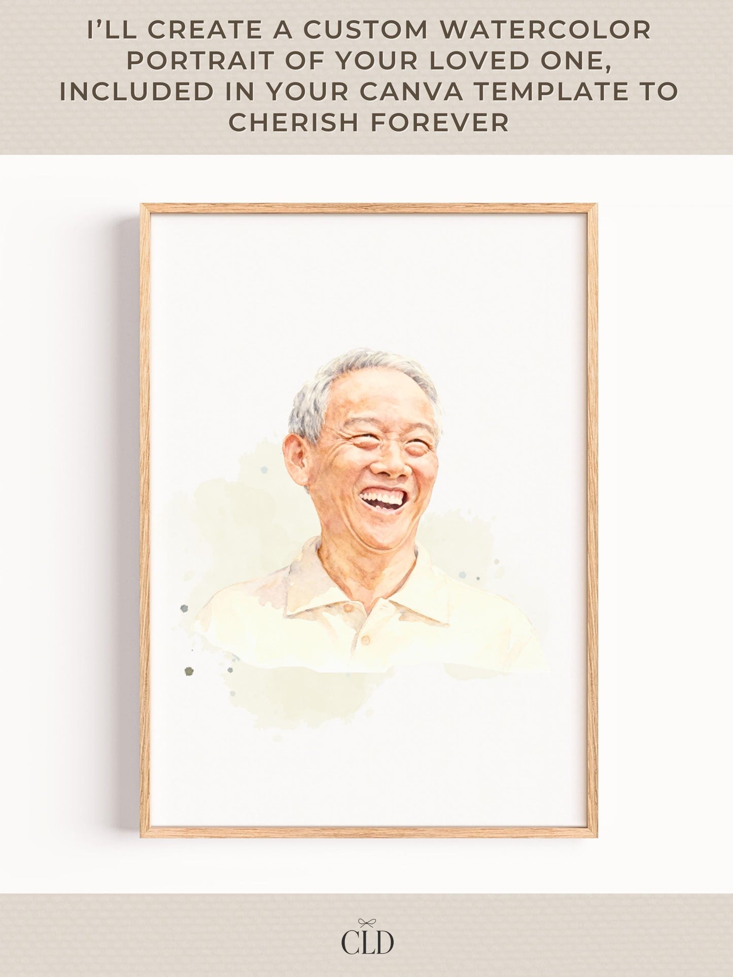 Custom Watercolor Memorial Invitation & Portrait - Editable Canva Celebration of Life Template - Personalized Funeral Keepsake