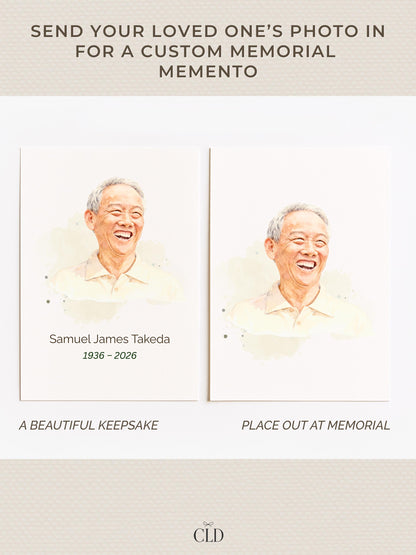 Custom Watercolor Memorial Invitation & Portrait - Editable Canva Celebration of Life Template - Personalized Funeral Keepsake