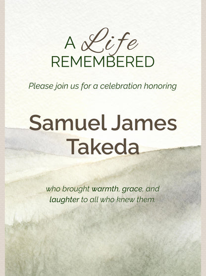 Custom Watercolor Memorial Invitation & Portrait - Editable Canva Celebration of Life Template - Personalized Funeral Keepsake
