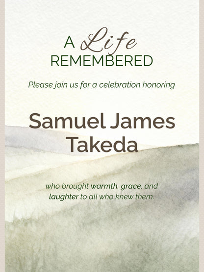 Custom Watercolor Memorial Invitation & Portrait - Editable Canva Celebration of Life Template - Personalized Funeral Keepsake