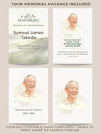 Custom Watercolor Memorial Invitation & Portrait - Editable Canva Celebration of Life Template - Personalized Funeral Keepsake