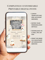 School Halloween Party Invitation Template - Editable Canva Halloween Invite - Cute Ghost Kids Party Flyer (Printable Digital Download)