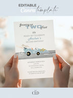 Racing Car 2nd Birthday Invite Printable (Instant Download Editable Canva Template) Custom Digital Video Invitation for Boy’s Party