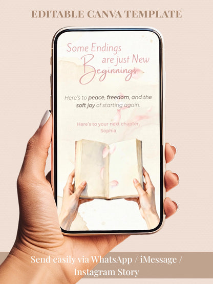 Animated Digital Card for Friend going through Divorce, Separation & New Beginnings (Digital Instant Download Editable Canva Template)