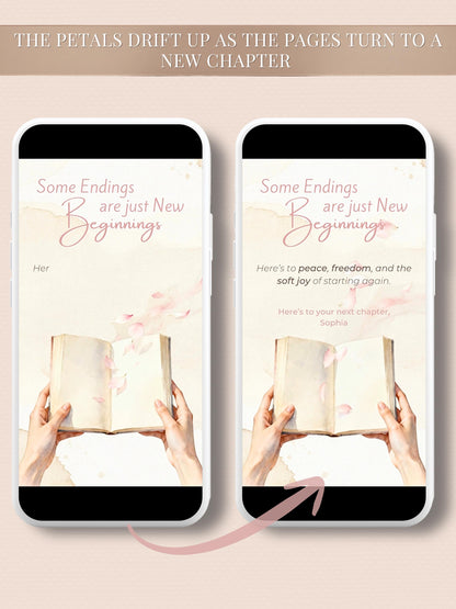 Animated Digital Card for Friend going through Divorce, Separation & New Beginnings (Digital Instant Download Editable Canva Template)