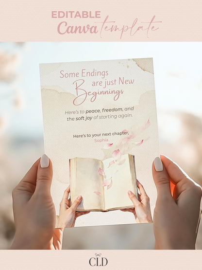 Printable Divorce, Separation, New Beginnings Card (Instant Digital Download Editable Canva Template) Friend Encouragement Well Wishes