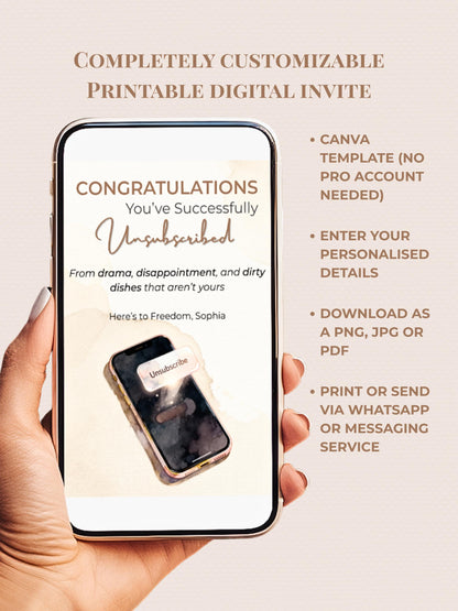 Printable Divorce, Separation, Breakup Card (Instant Digital Download Editable Canva Template) Friend Funny Well Wishes