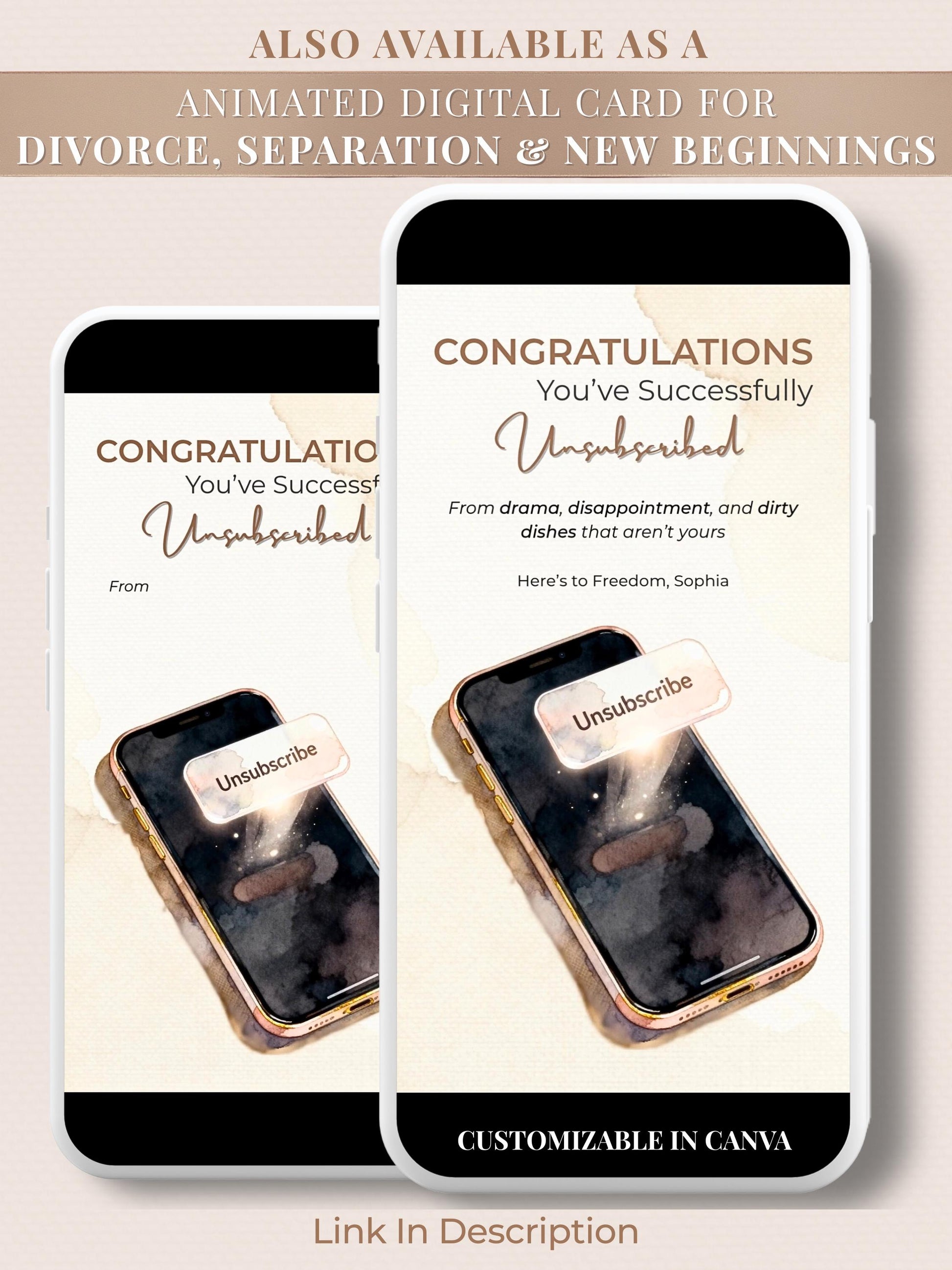 Printable Divorce, Separation, Breakup Card (Instant Digital Download Editable Canva Template) Friend Funny Well Wishes