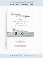 Animated Racing Car 2nd Birthday Invitation (Instant Download Editable Canva Template) Custom Digital Video Evite for Boy’s Party