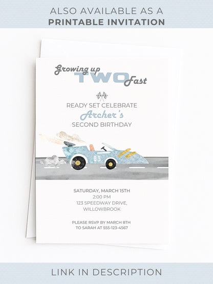 Animated Racing Car 2nd Birthday Invitation (Instant Download Editable Canva Template) Custom Digital Video Evite for Boy’s Party