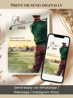 Golf Trip Invitation Template - Editable Canva Golfing Weekend Evite - Plaid Country Club Digital Instant Download Printable Invite