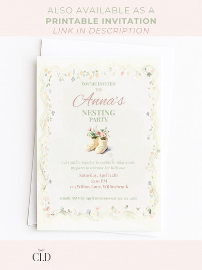 Animated Nesting Party Invitation-Digital Baby Shower Evite (Instant Download Editable Canva Template) Custom Newborn Arrival Invite