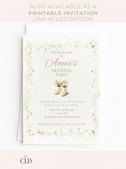 Animated Nesting Party Invitation-Digital Baby Shower Evite (Instant Download Editable Canva Template) Custom Newborn Arrival Invite
