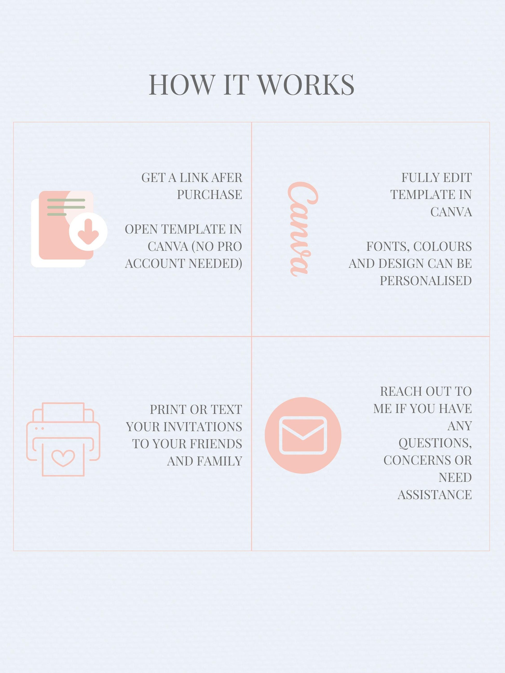 Rococo Bridal Shower Invitation-Wedding Luncheon, Bachelorette Hen Party Evite (Instant Download Editable Canva Template) Floral Invite