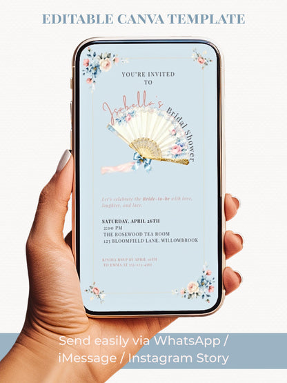 Animated Rococo Bridal Shower Evite-Wedding Luncheon, Bachelorette Hen Party Invitation (Instant Download Editable Canva Template Invite)